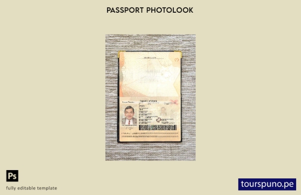 Plantilla de apariencia de foto de pasaporte de Ghana lista para imprimir